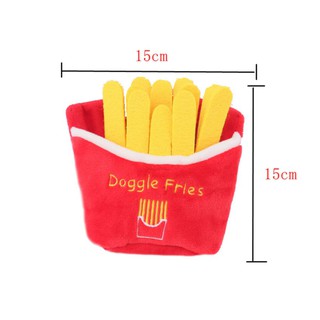 ของเล่นสุนัข เฟรนซ์ฟราย มีเสียงปิ๊บๆ คาบง่ายแทะสนุก  French fries with squeaker  ผ้านุ่มสักหลาดหนา ของเล่นหมา