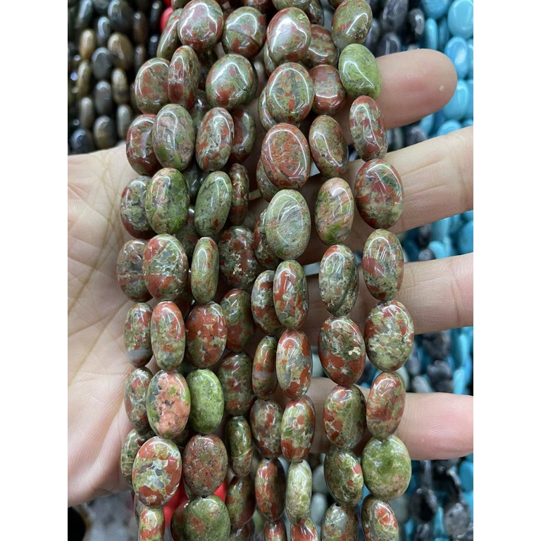 ลูกปัดหินธรรมชาติ ทรงวงรี ขนาด 10x14 มม. หลากสี สําหรับทําเครื่องประดับ สร้อยข้อมือ DIY - รูปที่ 7