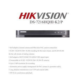 เครื่องบันทึกภาพ Hikvision 16CH.4MP Turbo HD DVR DS-7216HQHI-K2