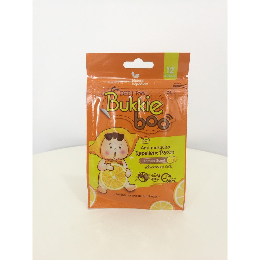 bukkie boo repellent patch สติ๊กเกอร์กันยุง กลิ่นเลม่อน 12 ชิ้น