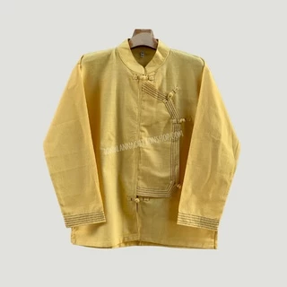 เสื้อผู้ชาย ผ้าฝ้ายชินมัย คอจีนไทลื้อป้าย กระดุมจีนด้นด้ายสลับสีโดนเด่น เนื้อนุ่มมือสวมใส่สยาย งานดีมีเอกลักษณ์เฉพาะตัว