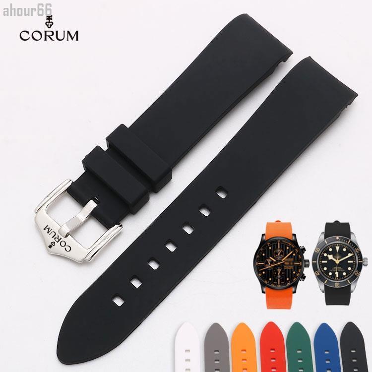 สายนาฬิกา CORUM CORUM CORUM Bridge/Navy Admiral Cup Series ซิลิโคนอินเทอร์เฟซโค้ง A082 สีแดง 20