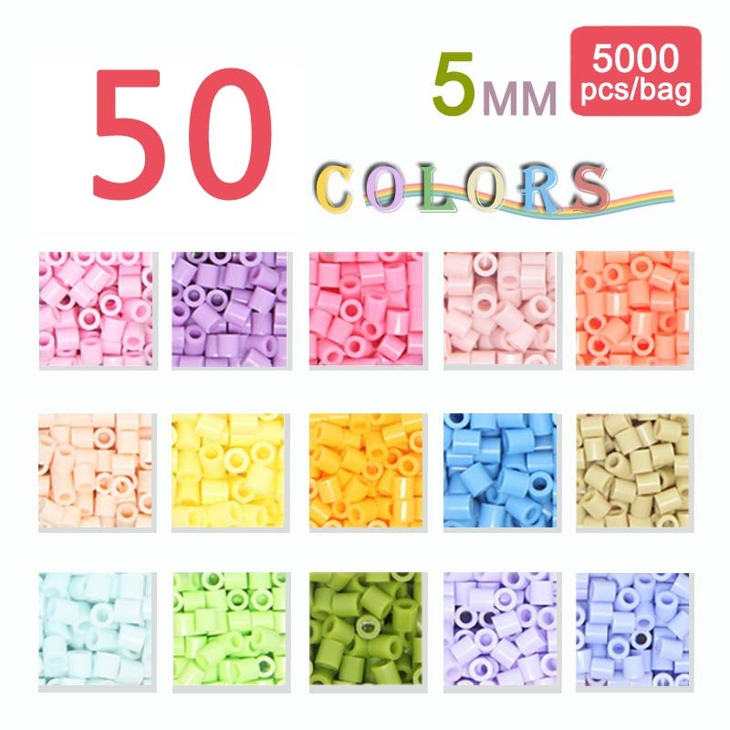 Yantjouet ลูกปัดกระเป๋า OPP 5 มม. 50 สี 5000 ชิ้น ต่อสี แฮนด์เมด คุณภาพสูง diy สําหรับเด็ก