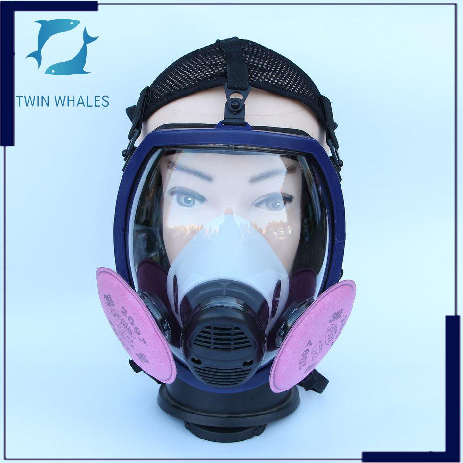 หน้ากากกันสารเคมีแบบเต็มหน้าป้องกันแก๊สหน้ากากป้องกันฝุ่นกรดหน้ากากกรองสี
