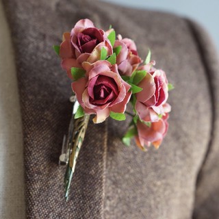 พินดอกไม้สีชมพู Pink Flower Lapel pin/ Brooch