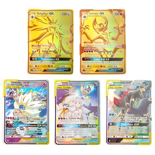 Pokemon Card Tag Team &amp; GX ชุด 5 ใบ Solgaleo &amp; Lunala, Umbreon &amp; Darkrai การ์ดภาษาอังกฤษ Shining Cards Series