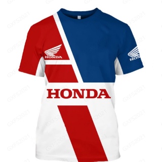 เสื้อยืดแขนสั้น พิมพ์ลายโลโก้ Honda 3 มิติ แบบแห้งเร็ว แฟชั่นฤดูร้อน สําหรับผู้ชาย