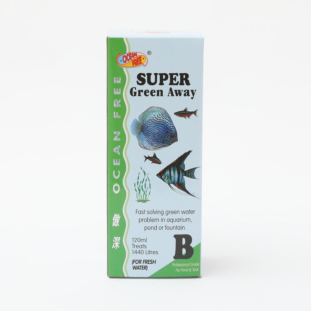 ของ OCEAN FREE SUPER GREEN AWAY ALGAE REMOVER สําหรับ AQUARIUM/POND (B) 120ML & 250ML