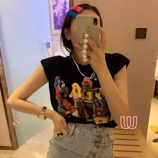 sesami crop t เสื้อยืดแขนล้ำ