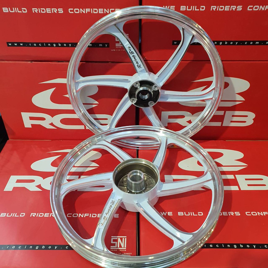 ล้อแม็ก(Racing Boy) ขอบ 17 WAVE125-R/W100S UBOX สีขาวปัดก้าน รหัสสินค้า 01S0303W