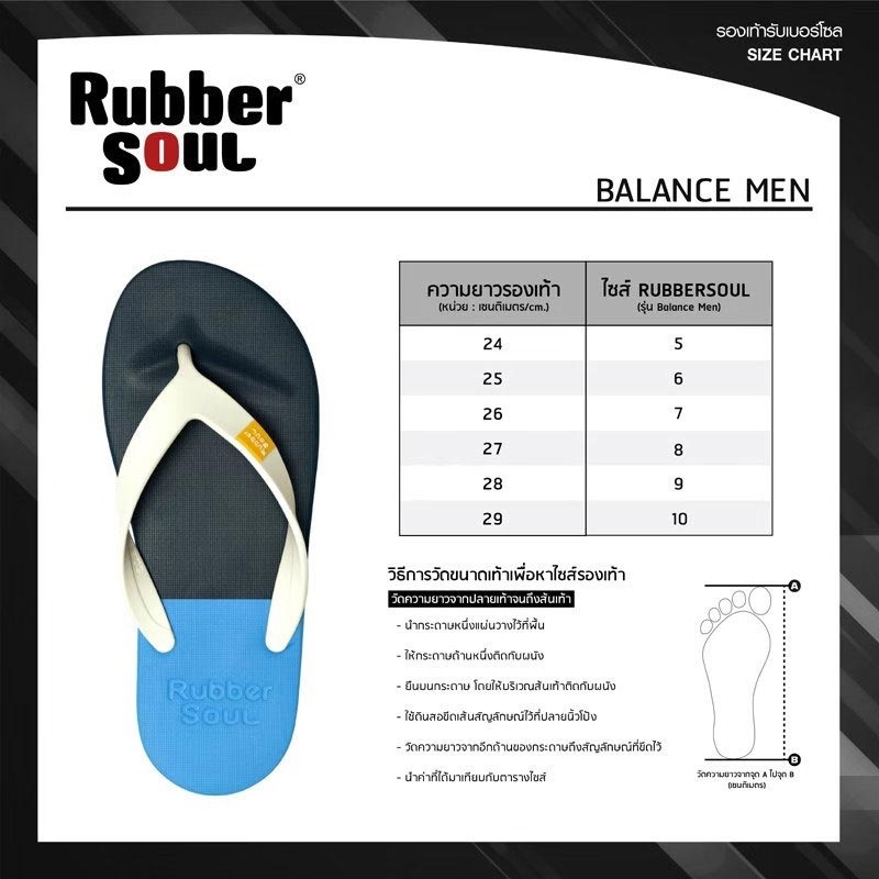 Rubber soul รองเท้าแตะแบบหนีบ ไซส์ 5-12