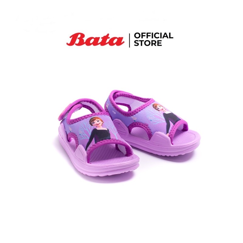 รองเท้าเด็ก รองเท้ารวมรัดส้นเด็ก Bata  สายคาดลายการ์ตูน Frozen สำหรับเด็กเล็ก รุ่น Chillon สีม่วงอมชมพู