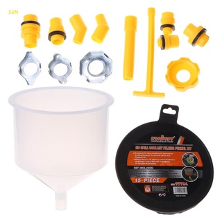 SUN 15Pcs Plastic Filling Funnel Spout Pour Oil Tool Spill Proof Coolant Filling Kit