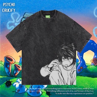 เสื้อยืดโอเวอร์ไซส์เสื้อยืด ขนาดใหญ่ พิมพ์ลาย Psycho Crucify Deeath Note | หินล้างทําความสะอาด | เสื้อยืด ขนาดใหญ่ | สไต