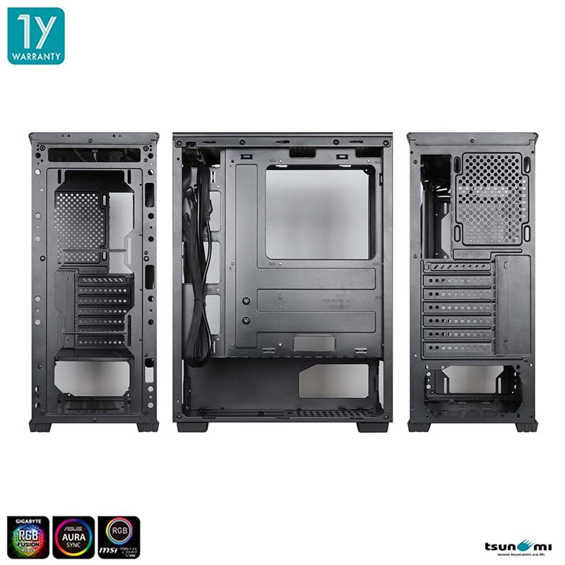 เคสคอมพิวเตอร์ Tsunami Unlimited Deepspace K2 ARGB ready Tempered Glass ATX Gaming Case with Ablaze+K X1 รับประกันสินค้า 1 ปี