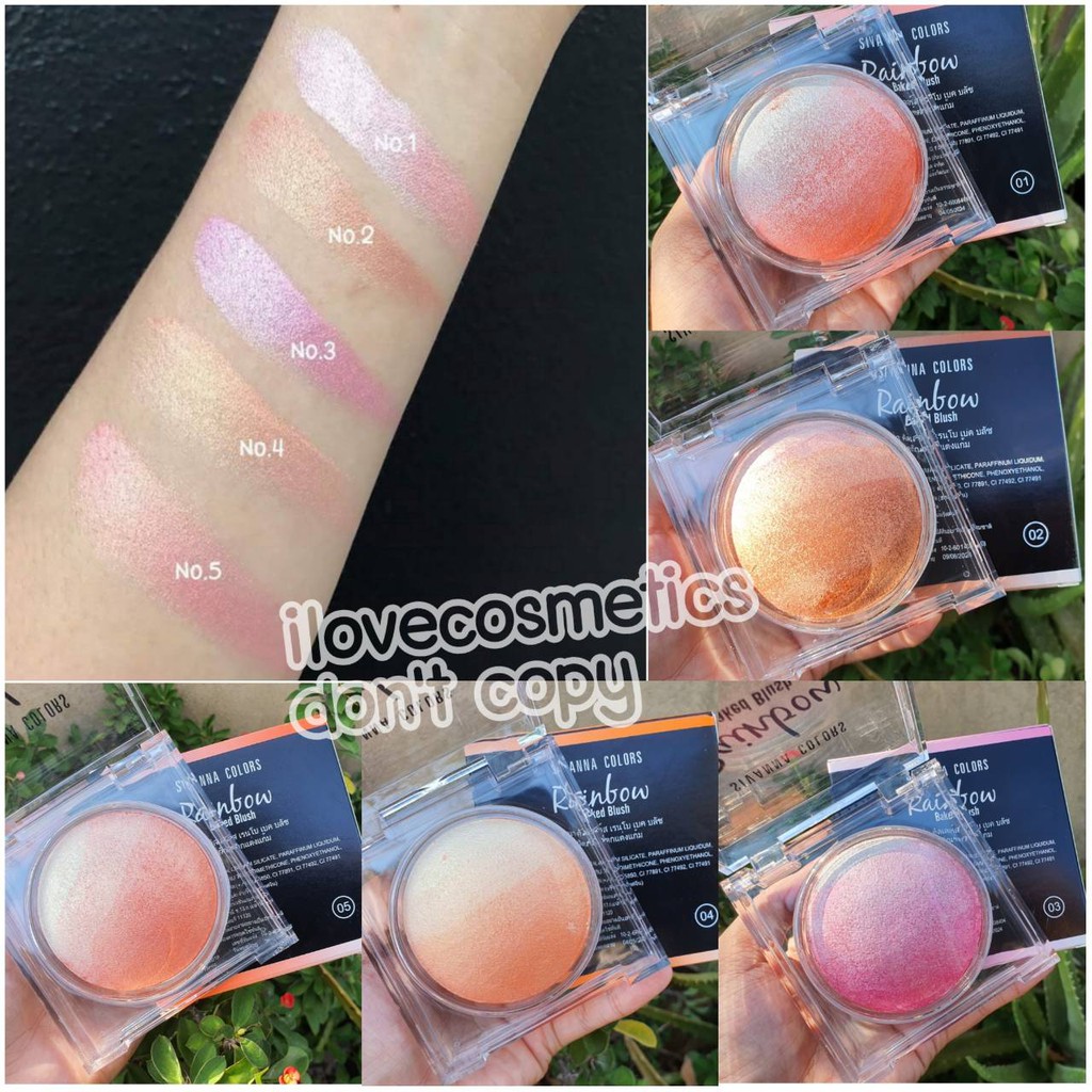 HF370 Sivanna Colors Rainbow Baked Blush บลัชออนเนื้อฝุ่นละเอียดประกายมุก