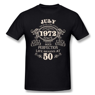 เสื้อยืดแขนสั้น คอกลม ผ้าฝ้าย พิมพ์ลาย Born In July 1972 50 Years Legends Birthday ขนาดใหญ่ สําหรับผู้ชาย