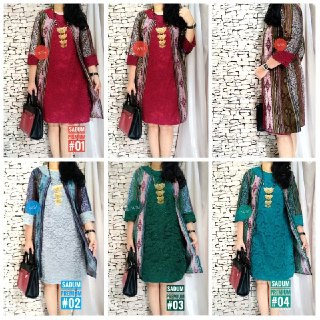 รุ่นใหม่...Sadum Dress Model Open Close Sleeves 7/8 Katum Strech Premium Brocade/wsi Combine