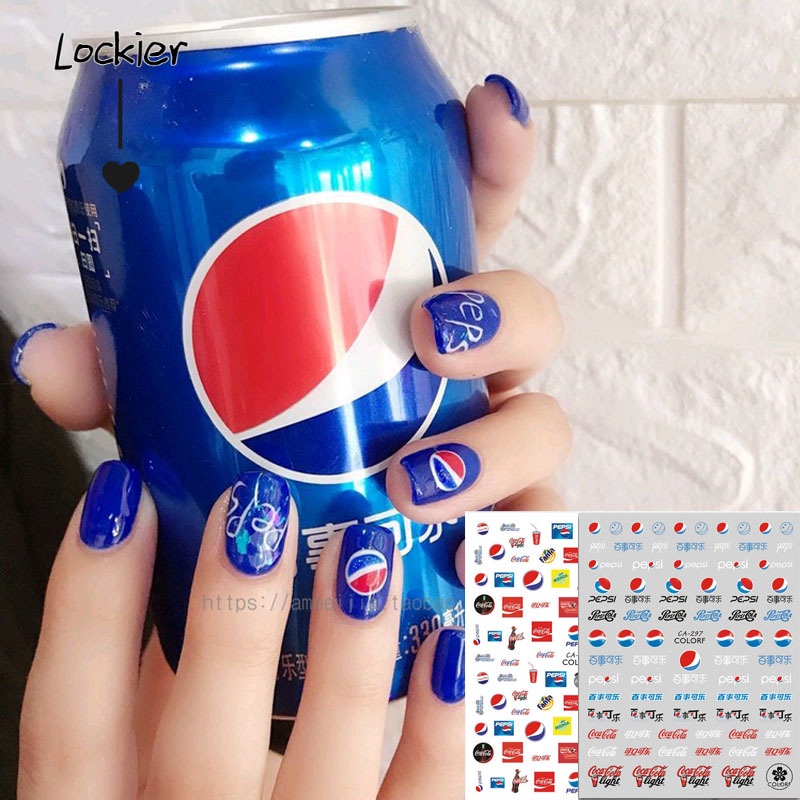 【Lockier】สติกเกอร์ ลายโลโก้ Sprite Pepsi Cola 3D มีกาวในตัว สําหรับติดตกแต่งเล็บ