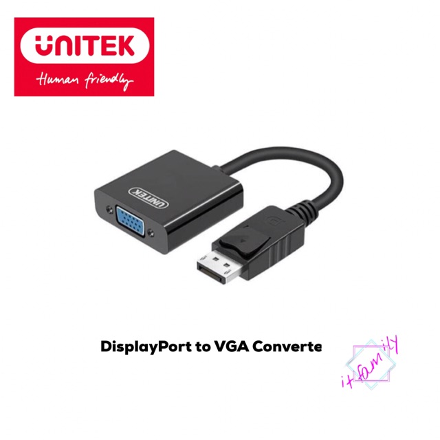 SALE UNITEK ตัวแปลงสัญญาน DisplayPort to VGA Converter #คำค้นหาเพิ่มเติม คีย์บอร์ดเกมมิ่ง Keybord EGA RGB USB เข้าสายตัวเมีย DisplayPort