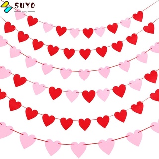 SUYOU Decor Valentines Day Decoration Supplies Anniversary Heart Banner Wedding Party DIY Felt Valentines Day Heart Garland/Multicolor