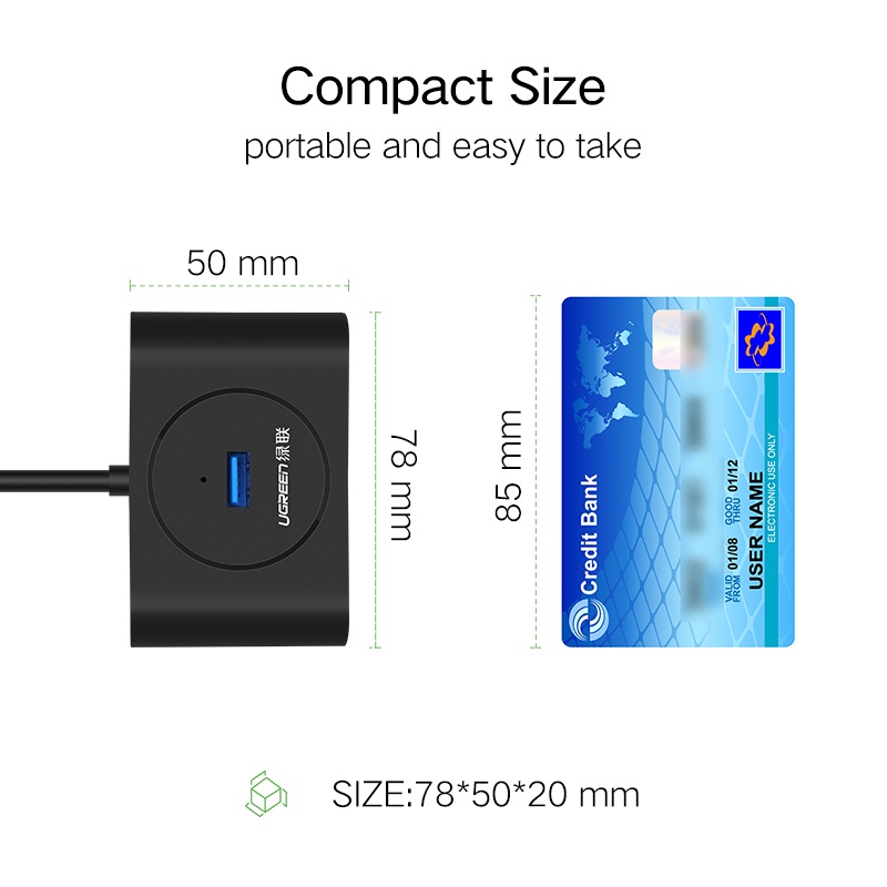 Ugreen อะแดปเตอร์ฮับ Usb 3.0 4 พอร์ต 1 เมตร สําหรับ Macbook Imac Surface Pro Xps Flash Drive Usb Hdd Mobile