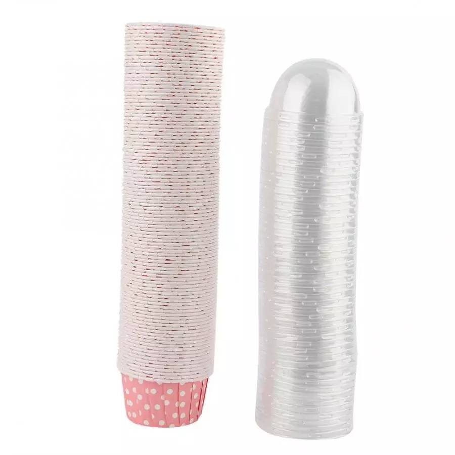 ถ้วยคัพเค้ก+ฝาปิด​ ก้น 5 cm. 100ชิ้น/แพ็ค เข้าอบได้​ ​ ถ้วยกระดาษ ถ้วยคัพเค้กกระดาษ(สุ่มสี) - รูปที่ 7