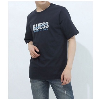 [S-5XL] Guess เสื้อยืดแขนสั้น พิมพ์ลายโลโก้ LGOG แฟชั่นฤดูใบไม้ผลิ และฤดูร้อน สําหรับผู้ชาย