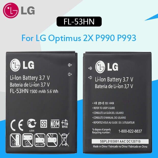 LG โทรศัพท์แบตเตอรี่ FL-53HN 1500mAh สำหรับ LG Optimus 2X P990 P993 P920 P999 SU660 100% โทรศัพท์เดิ