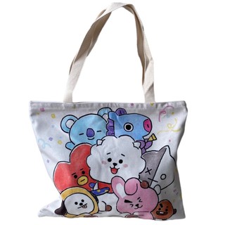 กระเป๋าช็อปปิ้ง ผ้าแคนวาสอย่างดี สกรีนลายการ์ตูน Cartoon screen Shopping Bag Canvas Bag Portable Environmental Bag