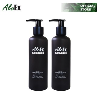 AloEx Hair Regrowth Black Shampoo 200 ml แชมพูลดผมร่วงสูตรข้าวเหนียวดำ 2 ชิ้น  ซื้อคู่ถูกกว่า