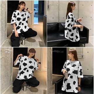 oversize ลายวัว ใส่กับขาสั้นก็ได้ ปีวัว เสื้อวัว ตอนนี้ฮิตมาก !