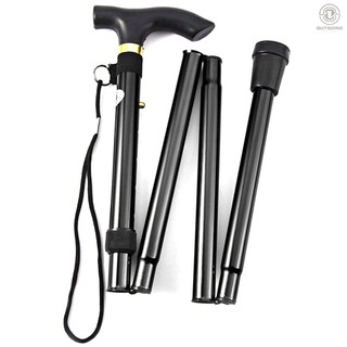 O&amp;G Aluminium Alloy Folding Cane Portable Hand Walking Stick Trekking Hiking Sticks Non-slip 4 Section Adjustable Canes with Comfortable Handle