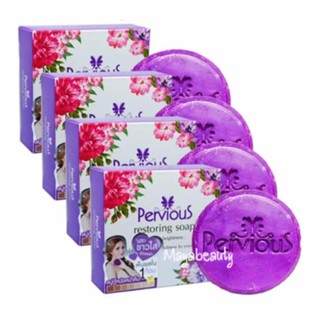 Pervious Restoring Soap เพอร์เวียส สบู่กู้หนังหน้าคืน100 กรัม (4ก้อน) ไร้สิว ขาวใส ผิวออร่า#1183