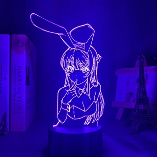 อะนิเมะ Waifu Mai Sakurajima Led Night Light สำหรับตกแต่งห้องนอน Mai Light ของขวัญเพื่อน Sakurajima Bunny Girl โคมไฟ LED อะนิเมะของขวัญ