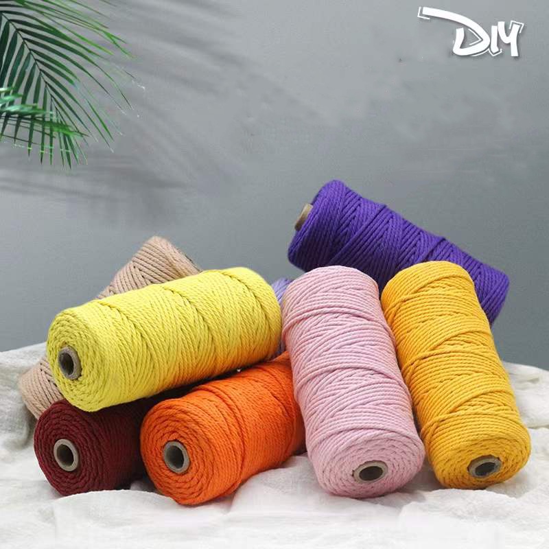 พร้อมส่ง เชือกถักมาคราเม่ ผ้าฝ้ายธรรมชาติ 2 มม. สําหรับตกแต่งบ้าน DIY