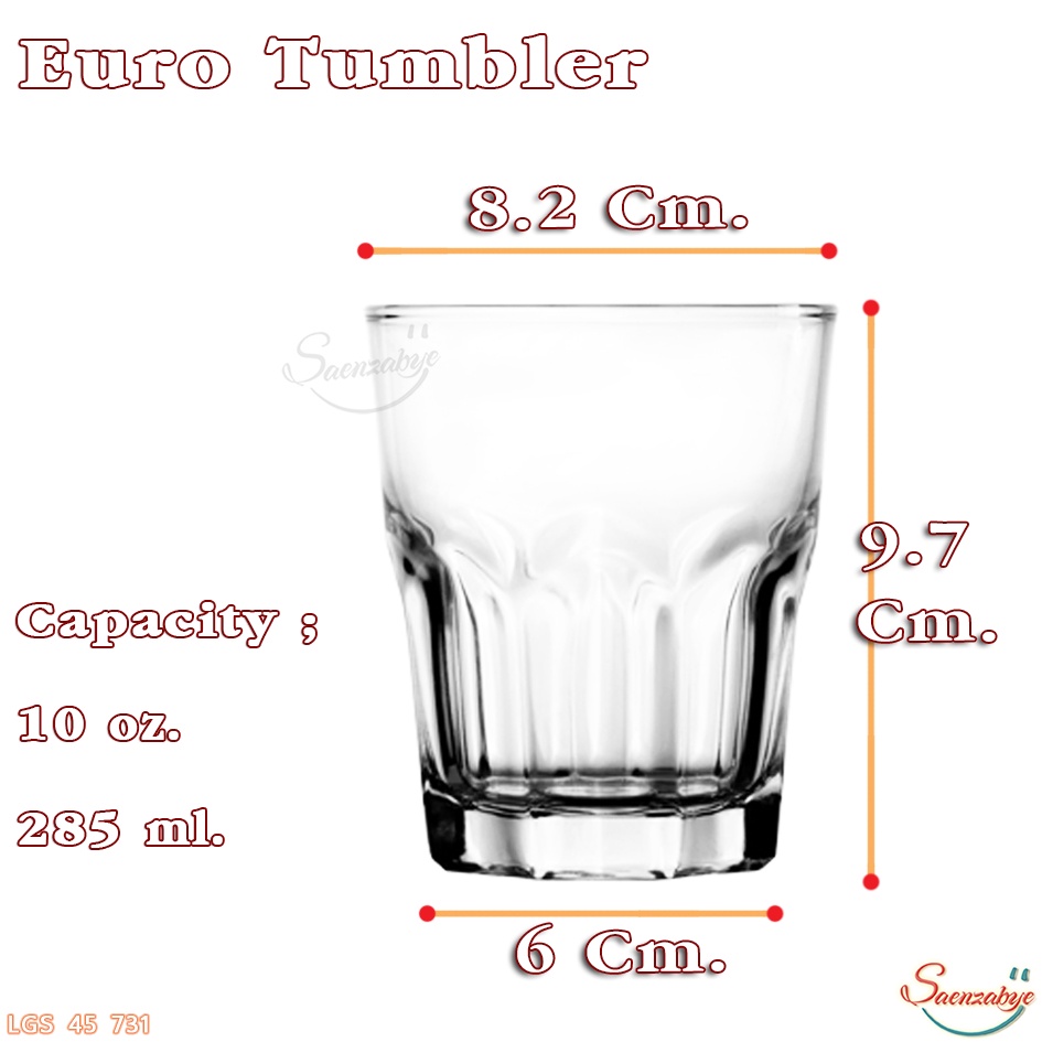 แก้วน้ำ ใส่เครื่องดื่ม ปั่น ผลไม้ ชา กาแฟ วิสกี้ แก้วใสสวยๆ รุ่น 45 731  Euro Tumbler  ขนาด 10 oz. 285 ml. ราคา ถูกที่สุด ดีลบีเคเค แกลเลอรีภาพที่ 2