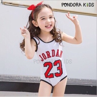 Pondora : Jordan Girl White ชุดว่ายน้ำ One piece สำหรับเด็กผู้หญิง