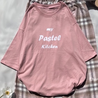 เสื้อโอเวอร์ไซส์ ผ้าคอตตอน ลาย Pastel เฉพาะเสื้อ