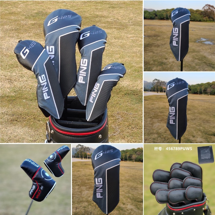 Ping G425 Series ฝาครอบหัวไม้กอล์ฟสําหรับไดร์เวอร์กอล์ฟ Fairway ไม้กอล์ฟไฮบริดปิดแม่เหล็กฝาครอบพัตเตอร์กอล์ฟฝาครอบกอล์ฟคลับกันน้ํา PU หนังกอล์ฟ accesso