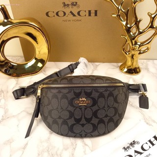 (แท้ 💯%‼) COACH F48740 BELT BAG IN SIGNATURE CANVAS