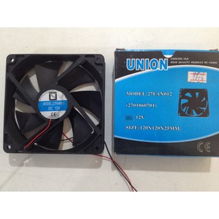 UNION 27FAN012 120x120x25 mm. Cooling fanพัดลมดูดดอากาศ ระบายอากาศ ใช้ไฟฟ้ากระแสตรง 12V DC