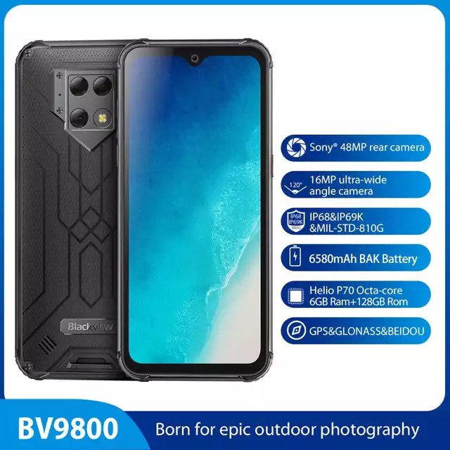 Blackview BV9800 กล้อง Triple กันน้ำหน้าลายนิ้วมือ ID 6.3 '' Android 9.0  4G สมาร์ทโฟน phone