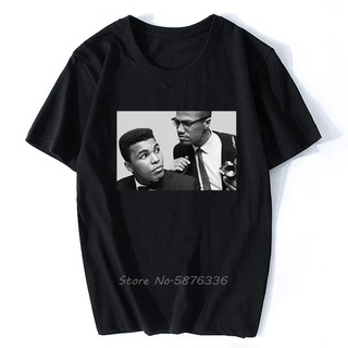 เสื้อยืดคอกลมcrew neckMuhammad Ali เสื้อยืดลําลอง แขนสั้น พิมพ์ลายนักมวยมัลคอล์ม สไตล์ฮาราจูกุ สําหรับผู้ชายS-4XL