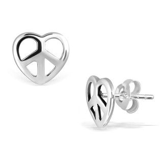 MachuSilver ต่างหูเงินแท้ 925 Sterling Silver สันติสุข Peace รูปหัวใจ พร้อมถุงกำมะหยี่