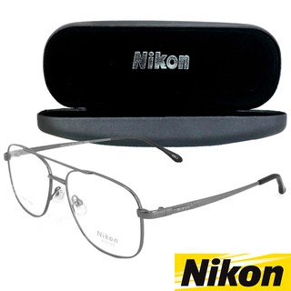 Nikon แว่นตา สีเทา กรอบแว่นตา กรอบเต็ม ขาข้อต่อ วัสดุ สแตนเลส สตีล (สำหรับตัดเลนส์) Eyewear Top Glasses Frame