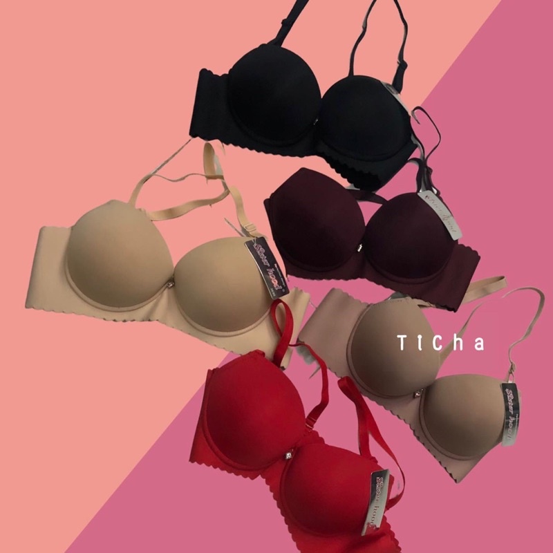 TIICHA - Sister Hood 1843 : Cup A มีโครง มีฟองน้ำ ไร้ขอบ มีฟองน้ำ (ถอดสายได้)