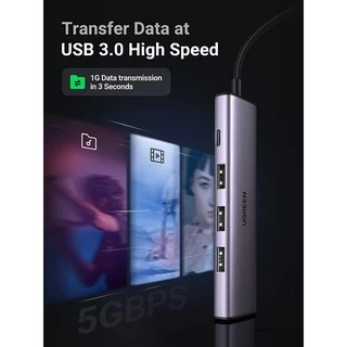 UGREEN รุ่น 20805 USB 3.0 Hub with 4 Port Expansion for Laptop, PS5, PS4, Xbox Surface,