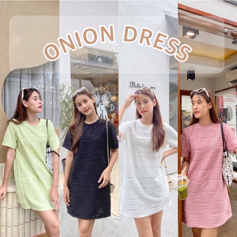 19JAN.STUDIO : ONION DRESS มินิเดรสสไตล์เกาหลี ผ้านุ่มมีเทคเจอร์ริ้ว