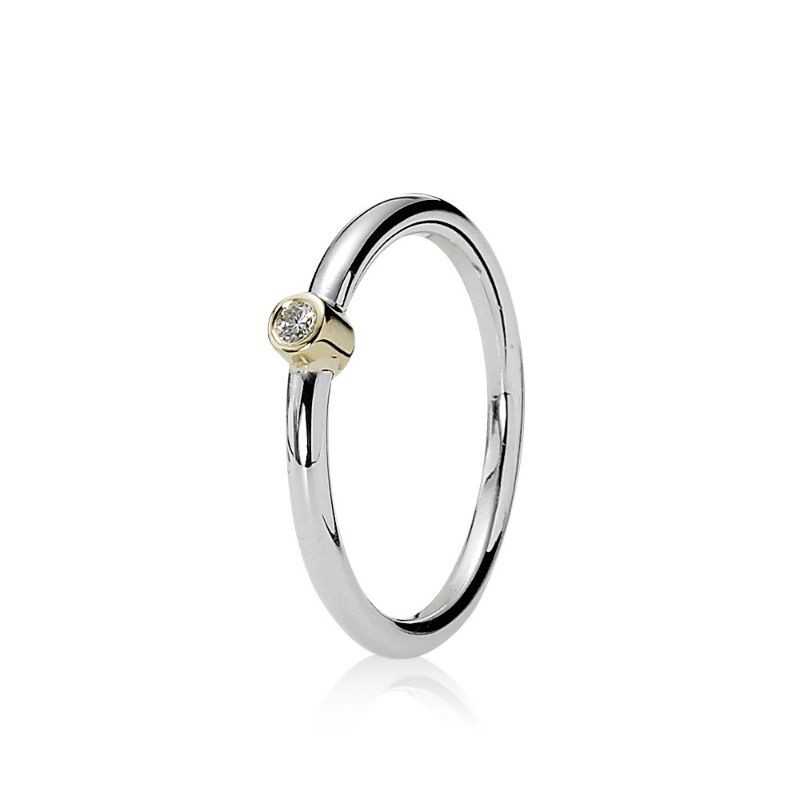Morning Star, Silver ring, 14k, 0.03ct TW h/vs diamond